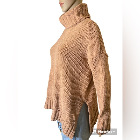 Aerie American Eagle Color brown Knot Chenille Turtleneck Sweater size XS - Picture 5 of 6